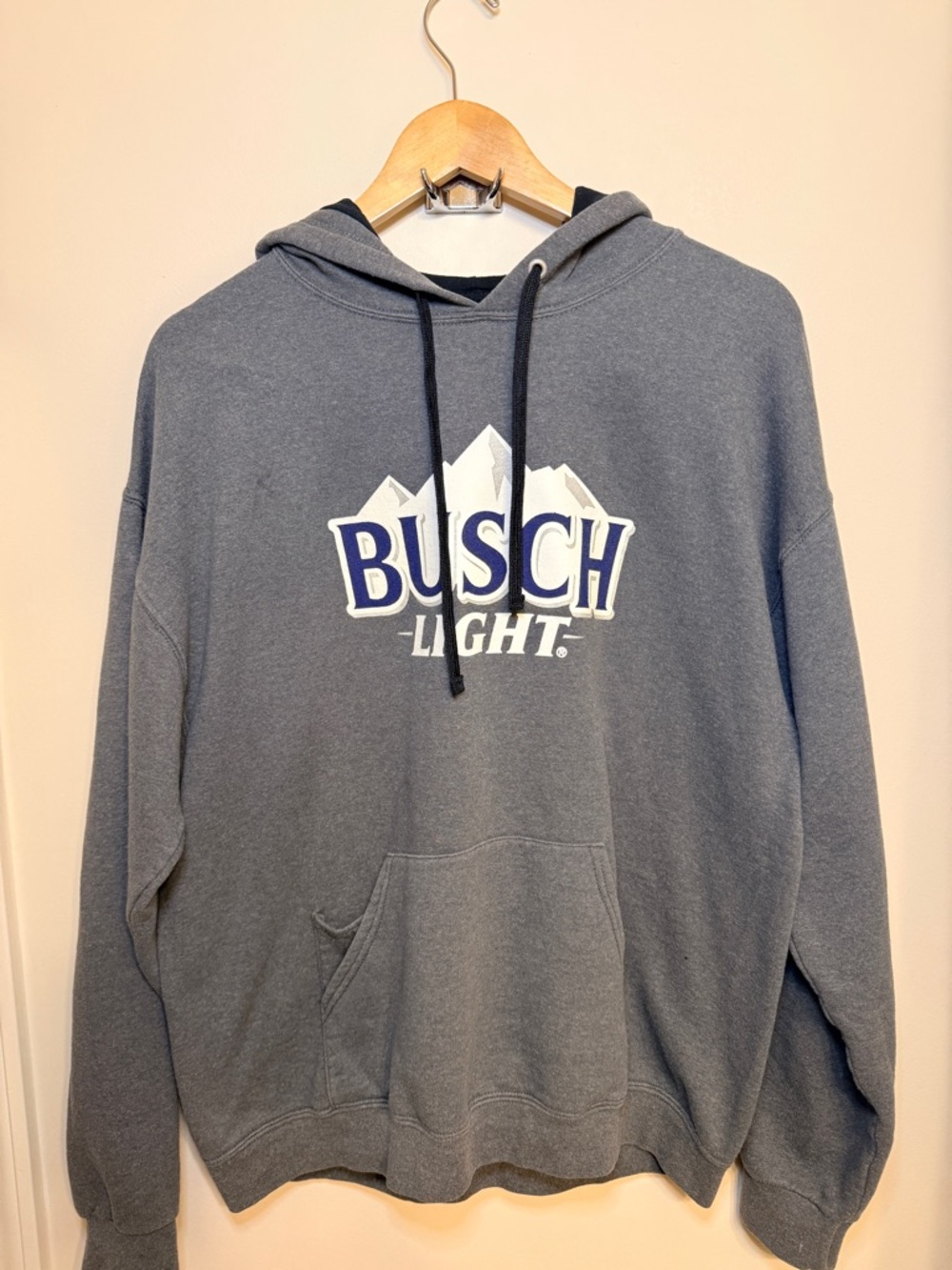 Fruit of the Loom Gray Busch Light Logo Pullover Hoodie